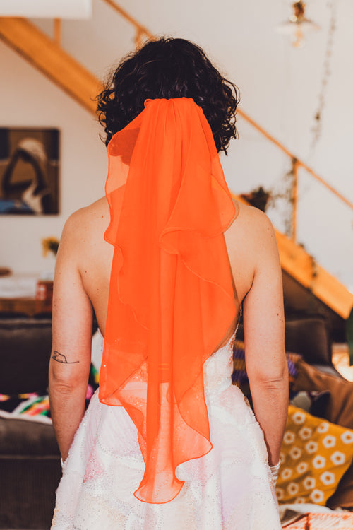 Voile mousseline orange sanguine