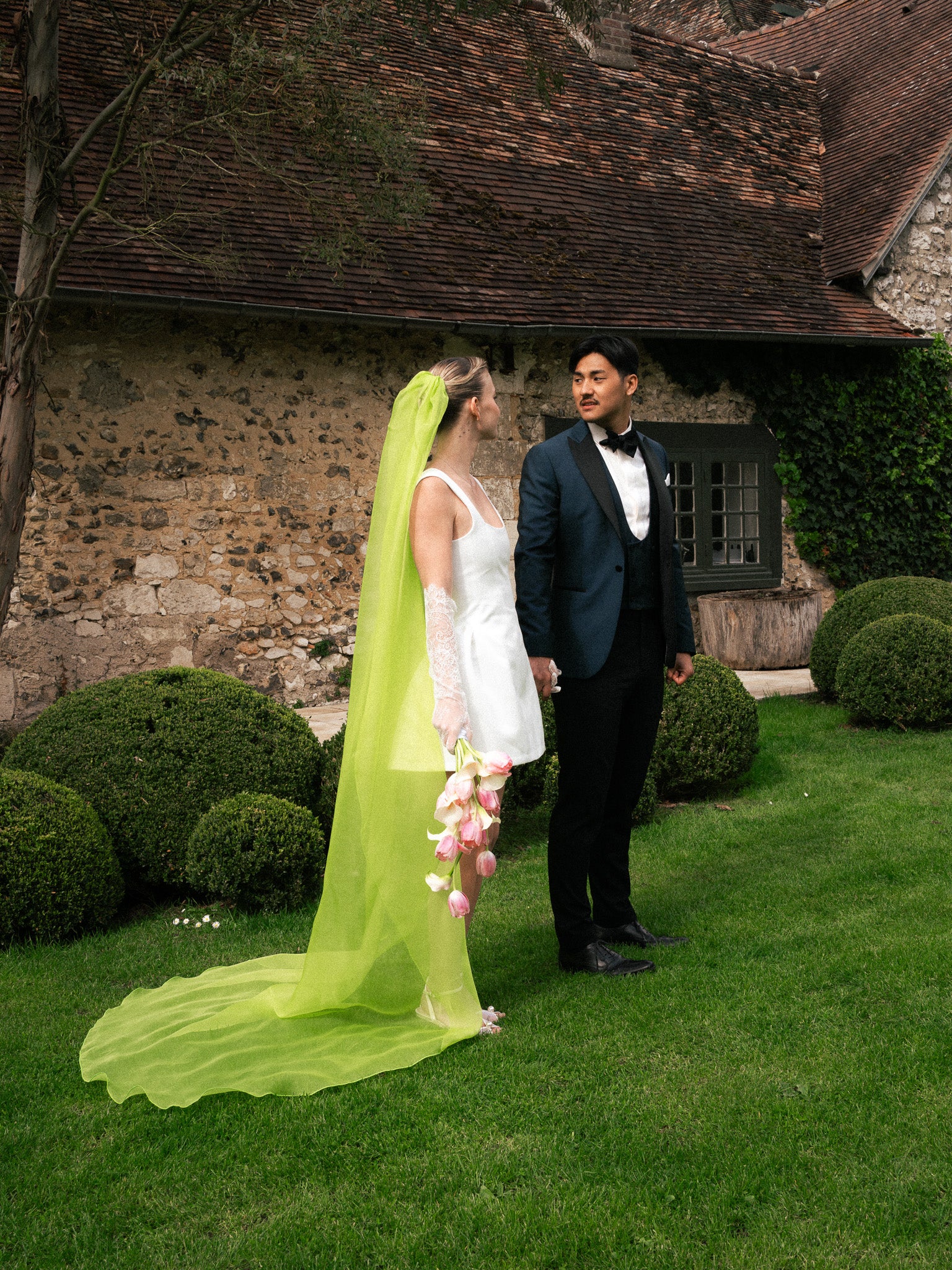 Voile organza vert chartreuse